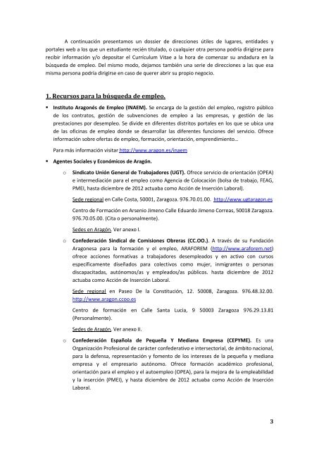 Información para la búsqueda de empleo - Universidad de Zaragoza