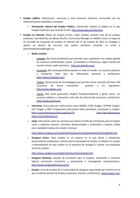 Información para la búsqueda de empleo - Universidad de Zaragoza