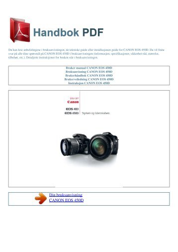 Bruker manual CANON EOS 450D - HANDBOK PDF