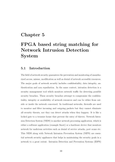 FPGA Based Network Security architecture for High Speed Networks