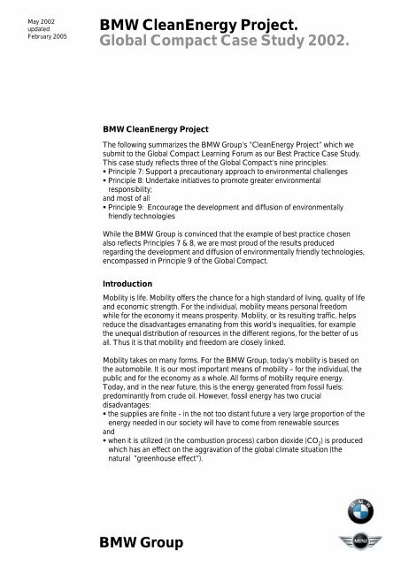 Global Compact Case Study 2002 - BMW Group