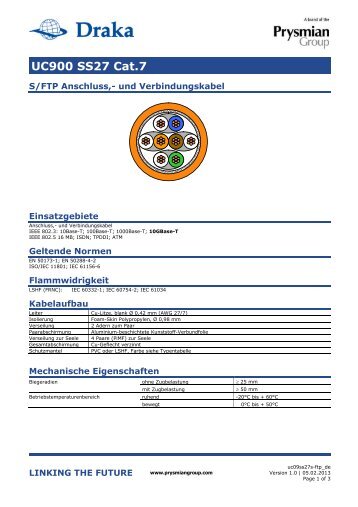 UC900 SS27 Cat.7 - Draka Communications - Prysmian Group