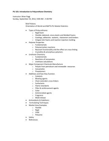 PU 101: Introduction to Polyurethane Chemistry - Polyurethanes