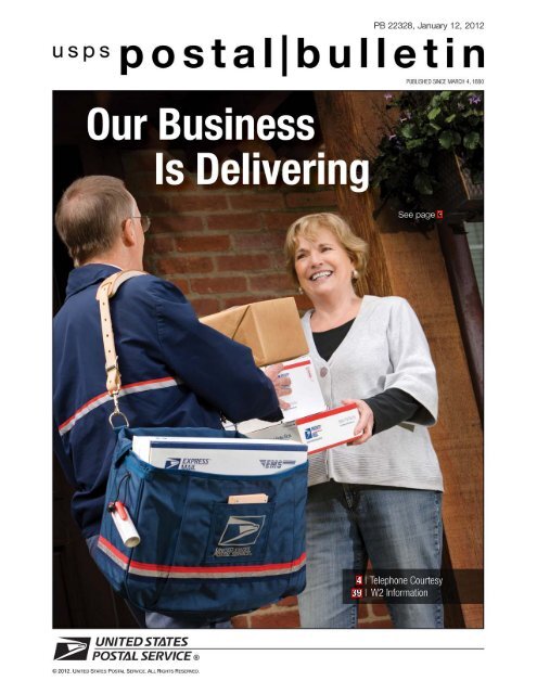 Postal Bulletin 22328, January 12, 2012 - Our Business Is Delivering