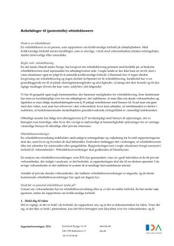 Anbefalinger til (potentielle) whistleblowere - Ida