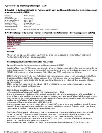 Fysioterapi- og Ergoterapiafdelingen - AUH 3. Pædiatri > 7 ... - e-Dok