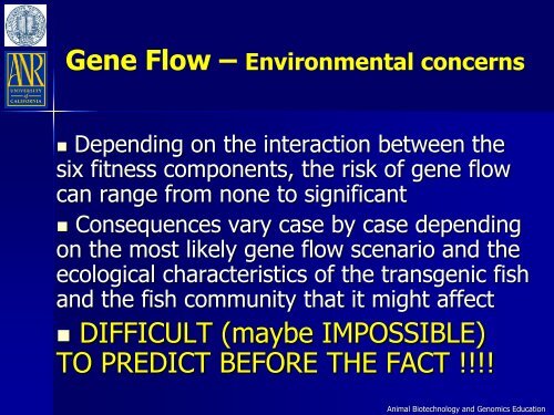 An Overview of Transgenic Fish - Department of Animal Science ...