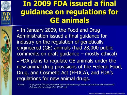 An Overview of Transgenic Fish - Department of Animal Science ...