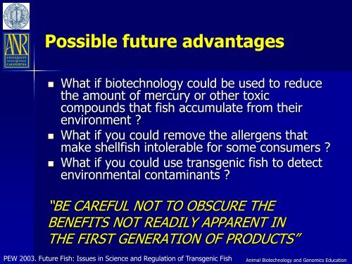 An Overview of Transgenic Fish - Department of Animal Science ...