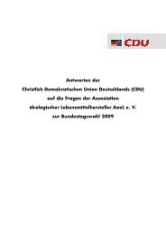 Antwort CDU - Assoziation ökologischer Lebensmittel Hersteller