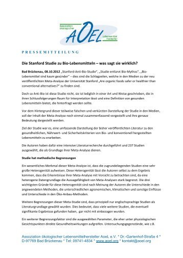 AoeL-Pressemitteilung - Assoziation ökologischer Lebensmittel ...