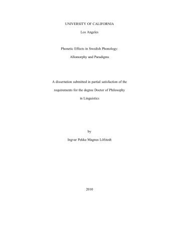 Phonetic Effects in Swedish Phonology - UCLA Department of ...