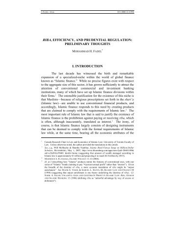 RIBA, Efficiency, And Prudential Regulation - UW Law School