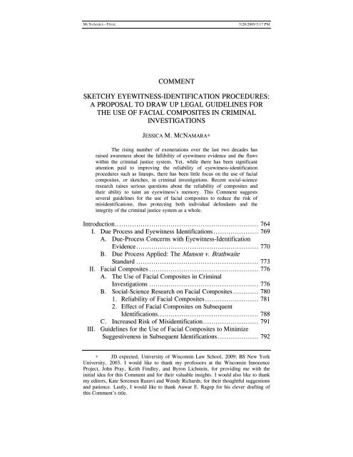 comment sketchy eyewitness-identification ... - UW Law School