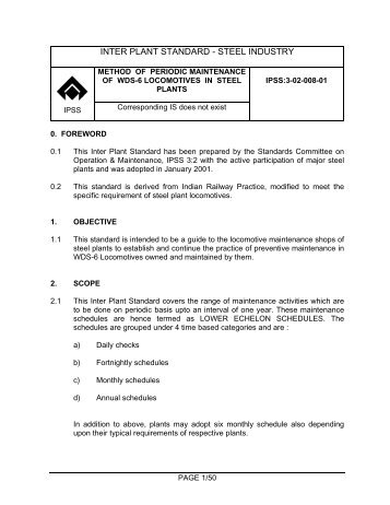 Method of periodic maintenance of WDS-6 locomotives in steel plant