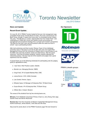 Toronto Newsletter - PRMIA