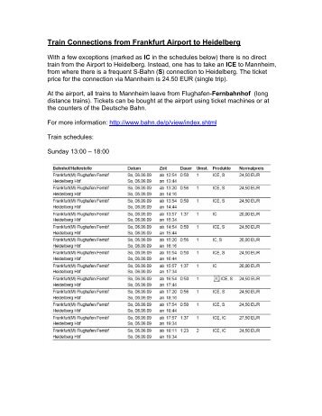 Train Connections from Frankfurt Airport to Heidelberg - Beauty 2009