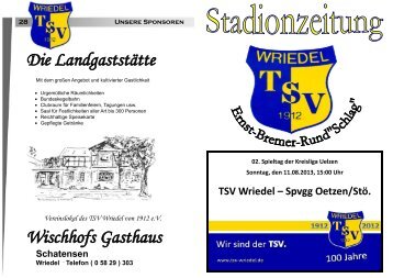 Stadionzeitung TSV Wriedel - Spvgg Oetzen/Stöcken