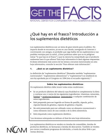 Que hay en el frasco? Introduccion a los suplementos dieteticos