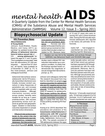 Mental Health Aids. Spring 2011. - Substance Abuse and Mental ...