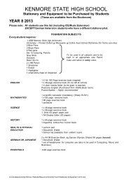 Year 8 equipment list (PDF, 134 KB) - Kenmore State High School