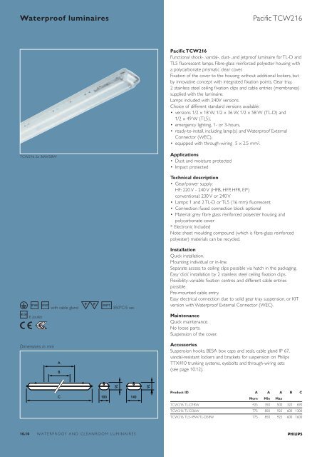 Waterproof and cleanroom luminaires