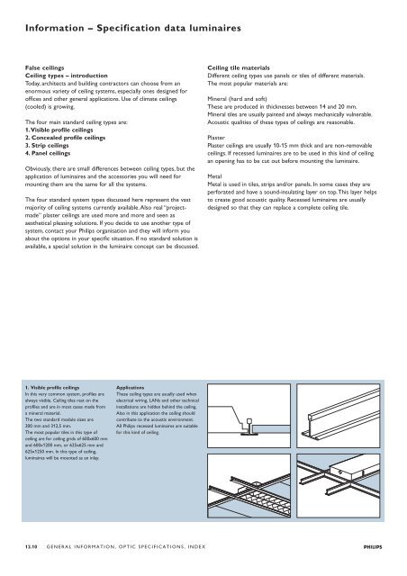 General information, optic specifications, index