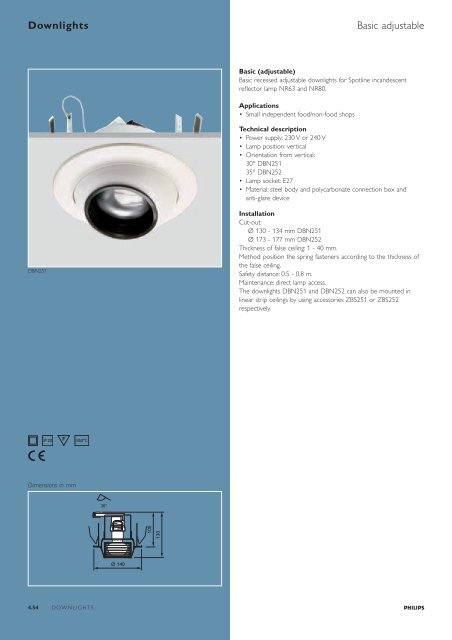 Selection guide – Downlights