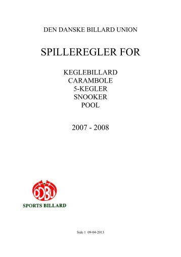 SPILLEREGLER FOR - Den Danske Billard Union