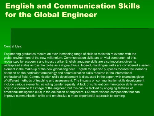 English and Communication Skills for the Global Engineer