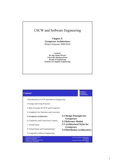 Chapter 5: Groupware architectures