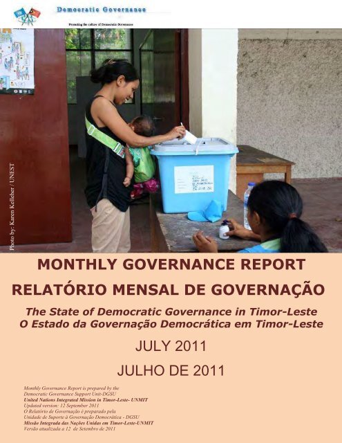 monthly governance report relatório mensal de governação ... - Unmit