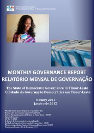 monthly governance report relatório mensal de governação - Unmit