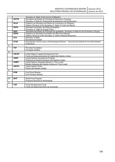 monthly governance report relatório mensal de governação - Unmit