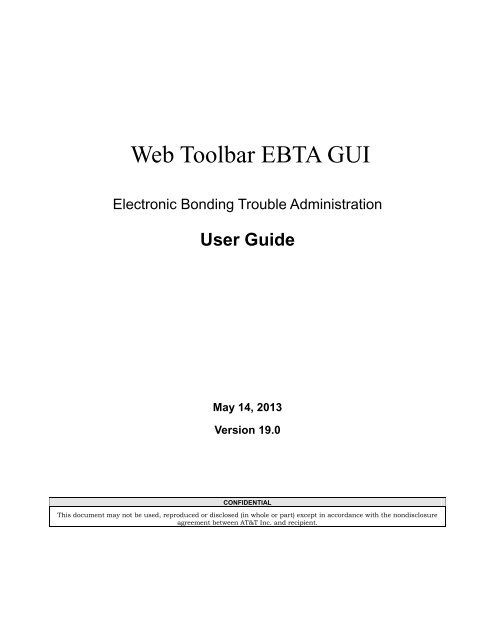 Web Toolbar EBTA GUI - AT&T Clec Online