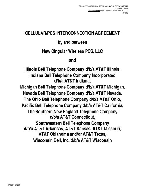 CELLULAR/PCS INTERCONNECTION ... - AT&T Clec Online