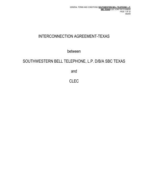INTERCONNECTION AGREEMENT-TEXAS ... - AT&amp;T Clec Online