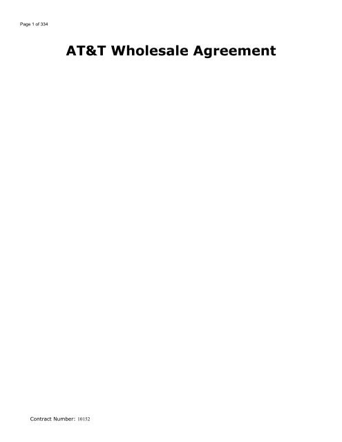 AT&T Wholesale Agreement - AT&T Clec Online