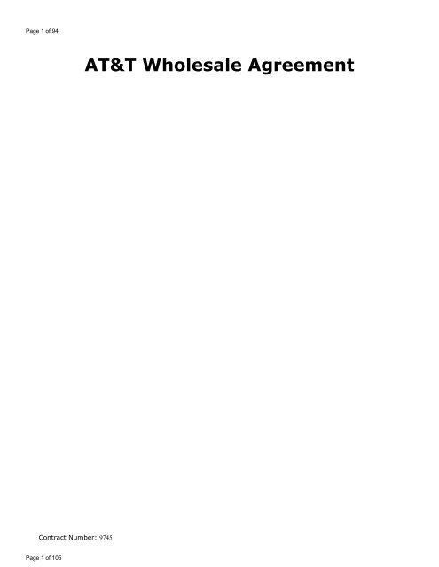AT&T Wholesale Agreement - AT&T Clec Online