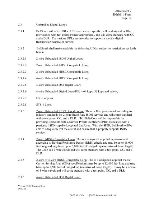 DeltaCom, Inc. (fka ITCD Stand-Alone AL MTSR, LNP Recovery ...