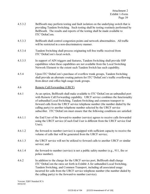 DeltaCom, Inc. (fka ITCD Stand-Alone AL MTSR, LNP Recovery ...