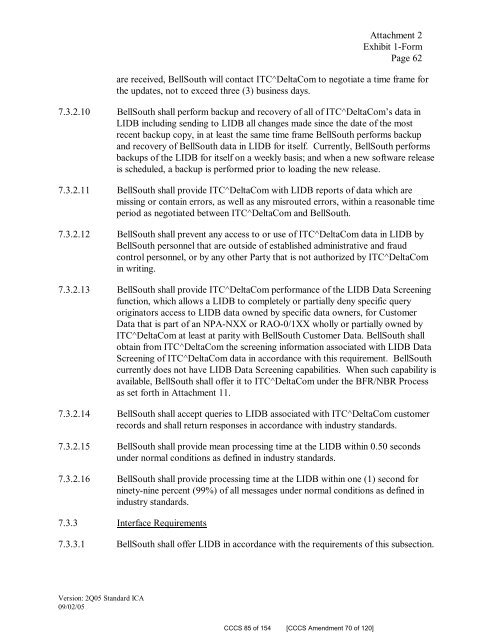 DeltaCom, Inc. (fka ITCD Stand-Alone AL MTSR, LNP Recovery ...