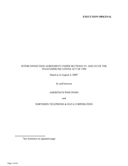 EXECUTION ORIGINAL INTERCONNECTION ... - AT&T Clec Online