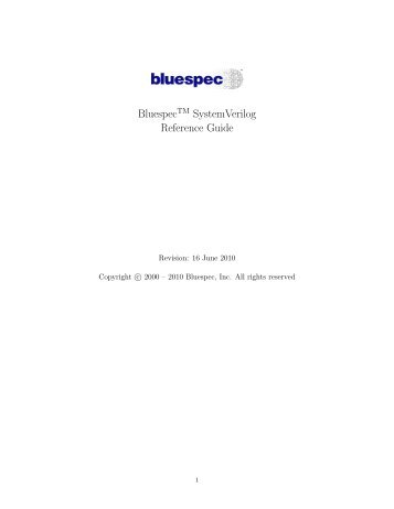 Bluespec(TM) Reference Guide - Computation Structures Group
