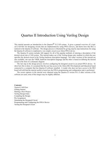 Quartus II Introduction Using Verilog Design - FTP - Altera
