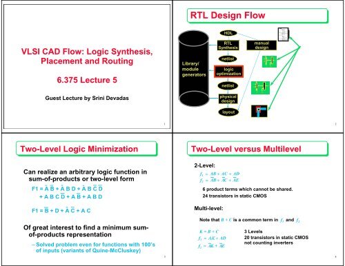 RTL Design Flow - Computation Structures Group