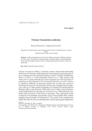 Trisomy 8 mosaicism syndrome