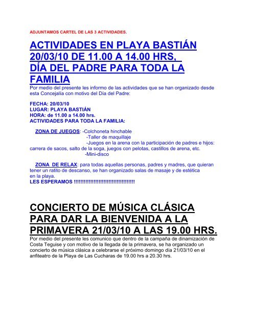 actividades en playa bastián 20/03/10 de 11.00 a 14.00 hrs, día del ...