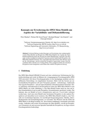 Konzepte zur Erweiterung des SPES Meta-Modells um ... - SPES 2020