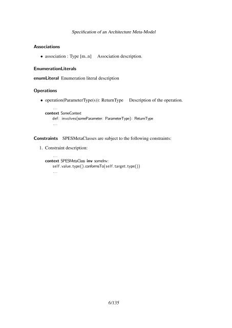 Specification of an Architecture Meta-Model - SPES 2020